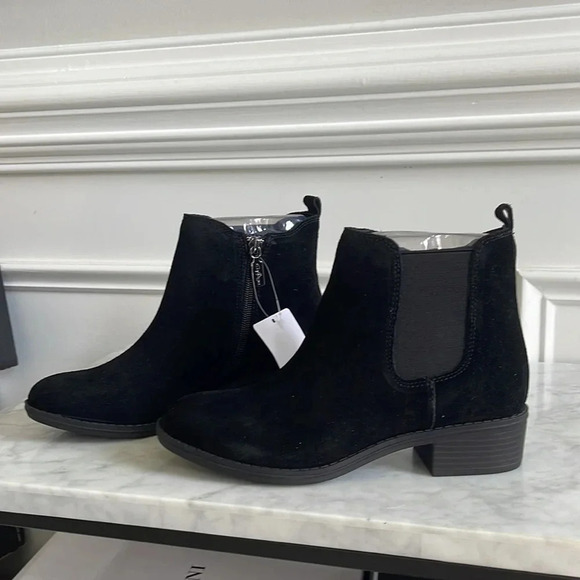 Leather and faux suede waterproof boots womens boots black boots - Picture 1 of 7